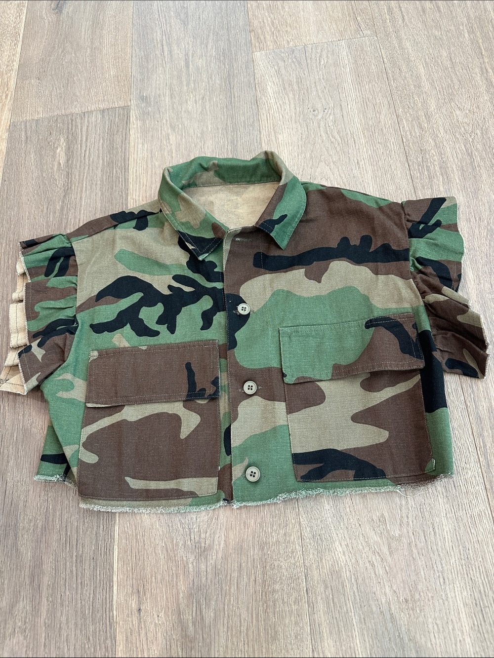Women’s Camo Ruffle Crop Top